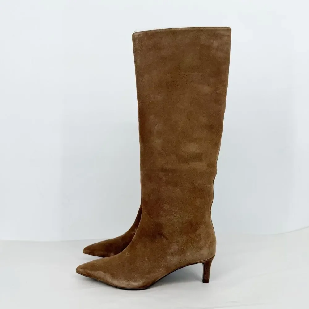 Free People Womens Kiki Knee High Boots US 6.5 EU 37 Tan Suede EUC